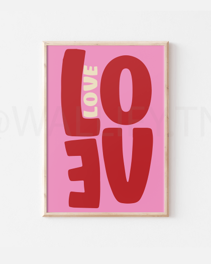 Tableau artistique numérique - Décoration murale moderne, impression d'amour, affiche tendance, affiche de la Saint-Valentin, art mural girly, art tendance, impression murale romantique coeur, audacieux