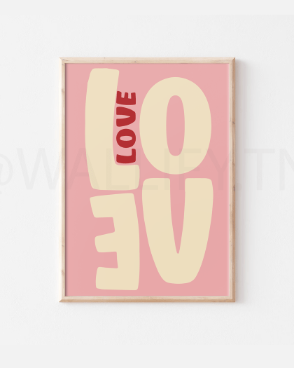Tableau artistique numérique - Décoration murale moderne, impression d'amour, affiche tendance, affiche de la Saint-Valentin, art mural girly, art tendance, impression murale romantique coeur, audacieux
