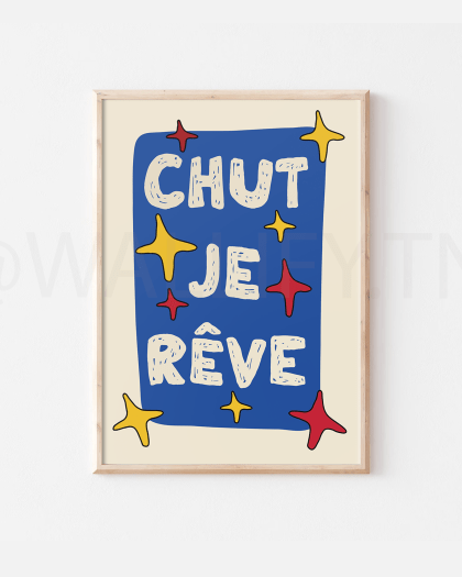 Chut, je rêve, affiche d'art mural pour enfants, affiche colorée de chambre d'enfants, art amusant et ludique pour chambre d'enfants, cadeau personnalisable pour les enfants